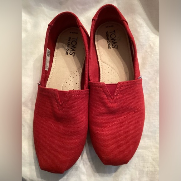 Toms Shoes - Tom’s Red Canvas “Alpargata” Slip On Shoe